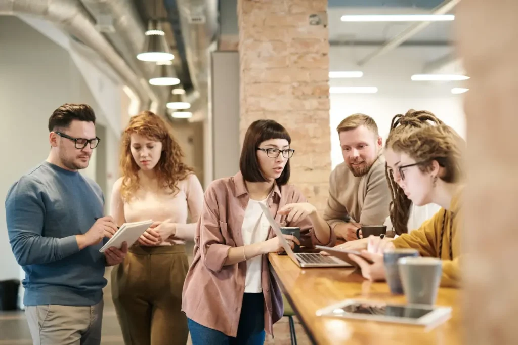 SEO experts meeting with clients