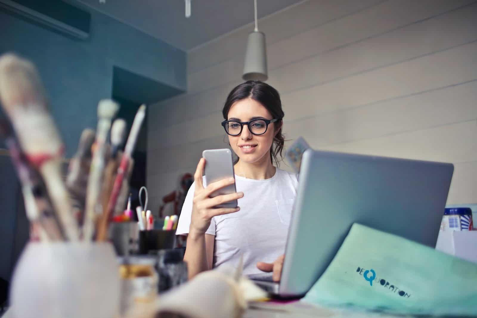 woman using smartphone for local search